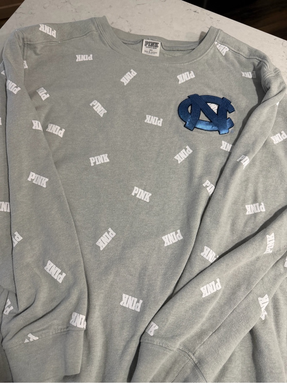 PINK Victoria's Secret x UNC Collegiate Grey Crewneck Sweatshirt M